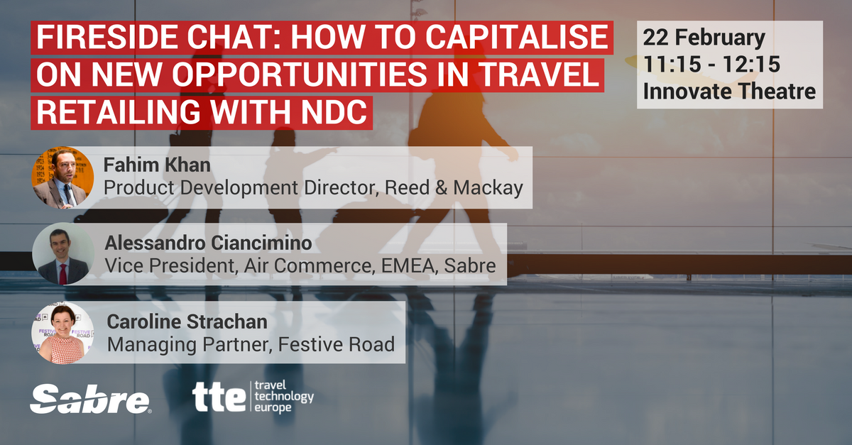 Sabre_Corp's tweet photo. We’ve heard the theory around #NDC, now as the industry moves to adoption how should airlines and agencies start to prepare? Join our panel of experts at @TravelTechEU to find out how you can reap the rewards from intelligent retailing. https://t.co/u9TOs6w6dt #TTEShow https://t.co/XKTtGSGnkF