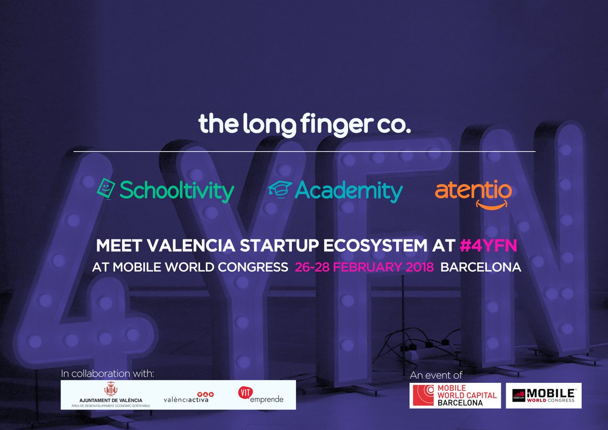 📳  ¿Qué #startups podréis encontrar con nosotros en <a href="/4YFN_MWC/">4YFN</a>?

The Long Finger Co., una compañía en la que crean apps que facilitan la comunicación y las relaciones en el ámbito educativo, como <a href="/schooltivity/">Schooltivity</a> Descubre más en: goo.gl/NwJuNJ #VLCTechCity #4YFN18 #MWC18