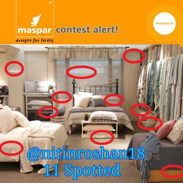 ImNitinRoshan's tweet photo. @MasparHome 11 Masper Spotted 👇👇👇
#ContestAlert #Contest #masper #contestentry #ContestIndia #masparhunt
Join in
@PratikSingh
@thatsaffrongirl
@Mohnish_Shukla
@Charmed_Sachin
@suraj_kumar11 https://t.co/2itPPF5axm