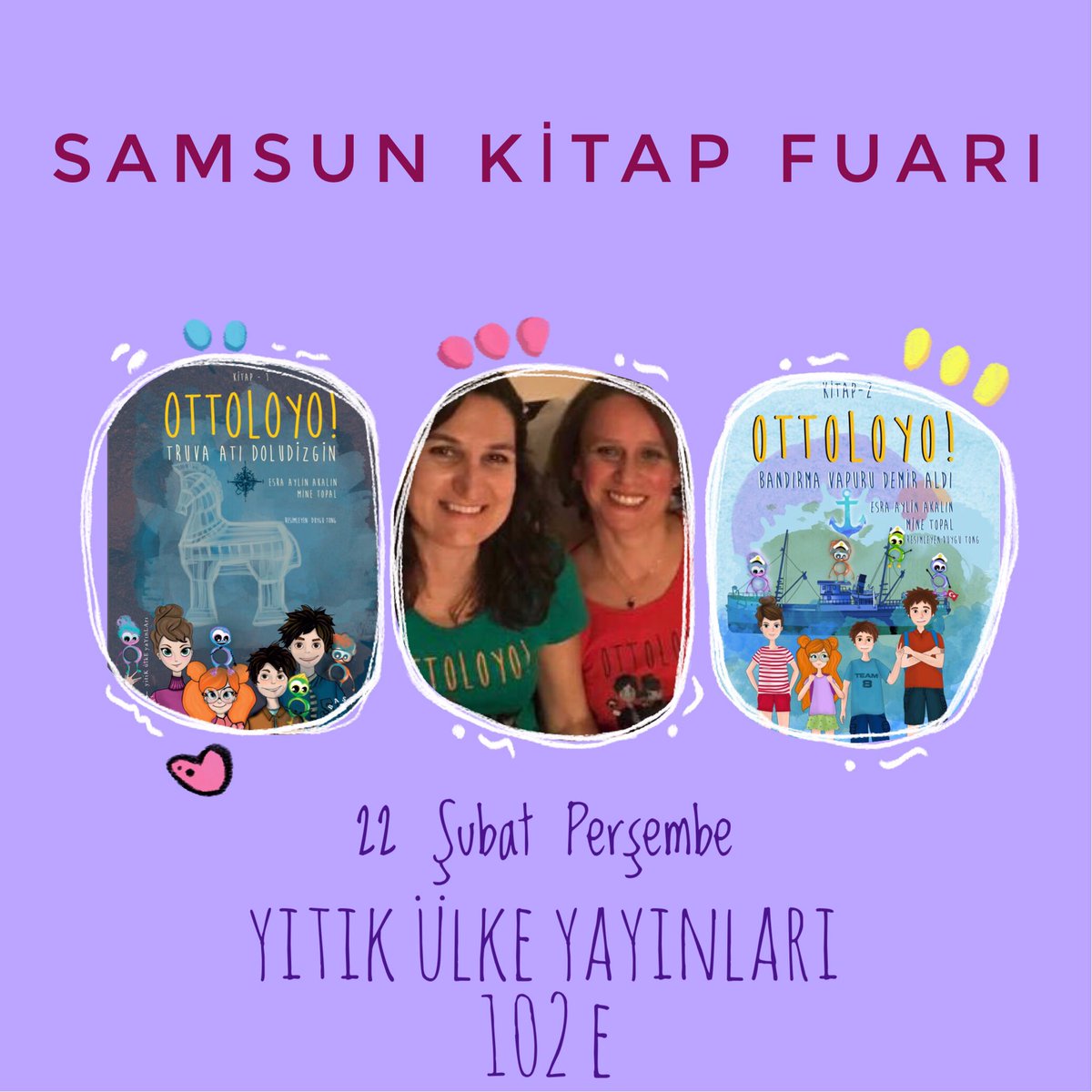 Ottoloyokitap's tweet photo. Biz bu Perşembe #karadenizkitapfuari için #samsun çıkartması yapacağız. Keşke gelebilseniz. Sohbet eder, tanışırız... #ottolar #bizimkafadarlar #samsunkitapfuarı #imzagünü #kitaptanitimi #çocukkitabı #çocukedebiyatı #maceradevamediyor https://t.co/Ah2KrKlX7y