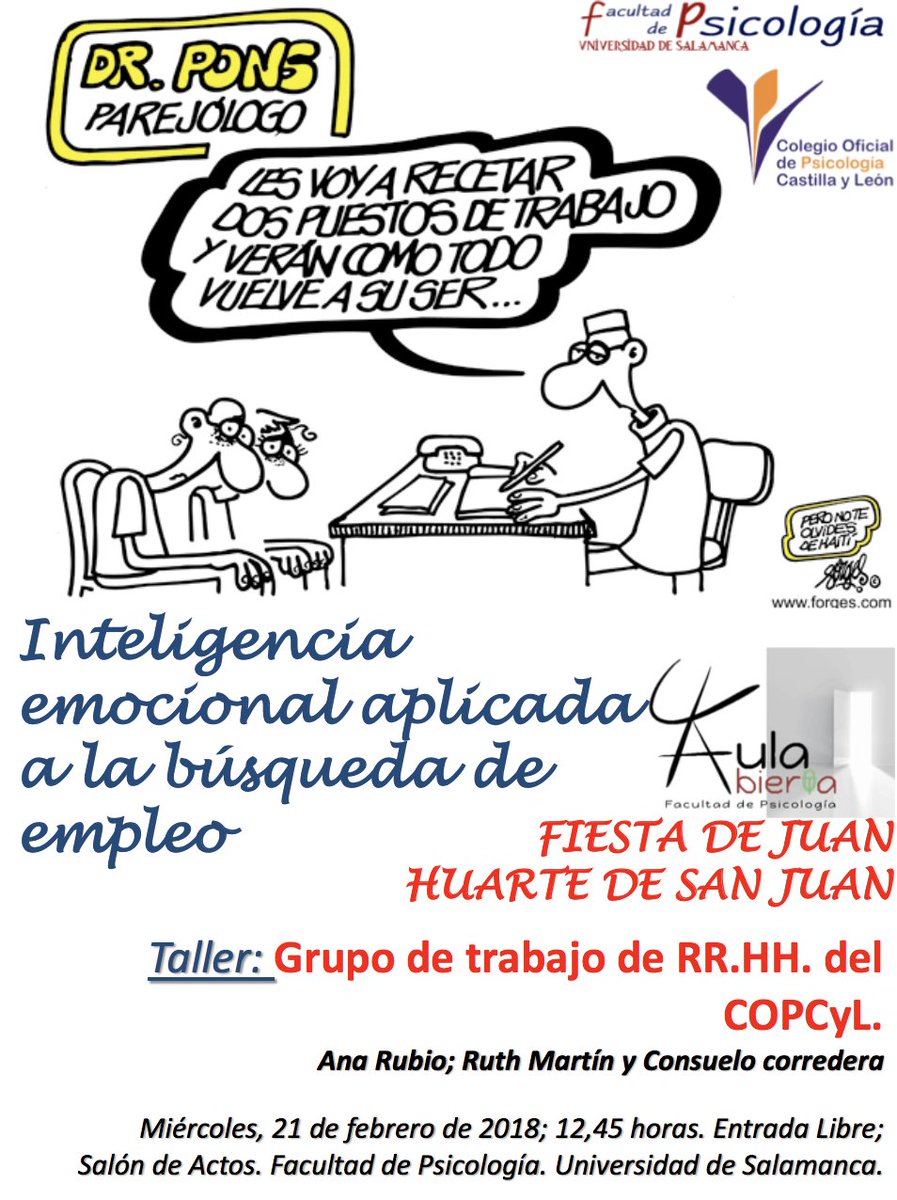 copcyl's tweet photo. Mañana tendrá lugar en #Salamanca un taller de Recursos Humanos. La conferencia será a las 12:45 h en el Aula Magna @PsicologiaUSAL 
¡Os esperamos! #Psicología #Copcyl https://t.co/jIhMUVqNN1