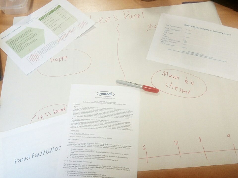 RemediRj's tweet image. Prepping materials for meeting about #MakingItRight #referralorder panels with @NorfolkYOT this morning. Good to catch up with old friends too over coffee and cake