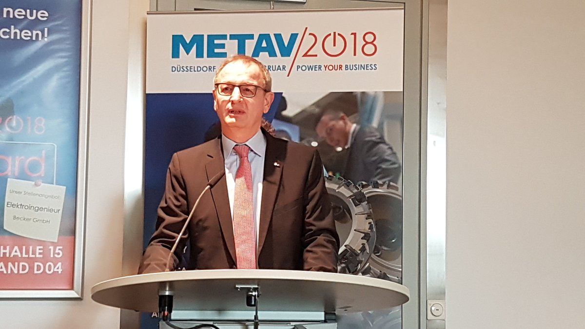 #metav2018 eröffnet. Dr. Schäfer, Geschäftsführer des VDW, freut sich über 560 Aussteller aus 24 Ländern.