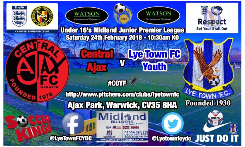 LTFCun16sMJPL's tweet photo. Central Ajax v Lye Town FC Youth MJPL Match Preview  - News - Lye Town FC U16s MJPL - Lye Town Football Club https://t.co/08GPnTgm1L https://t.co/mjnHfDMTGO