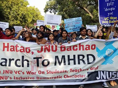 JNU_Voice's tweet photo. Today VC Hatao JNU Bachao: March To MHRD!
#RollBackAttendance
#NotMyVC
#ResignJNUVC https://t.co/piFSwDaGHJ