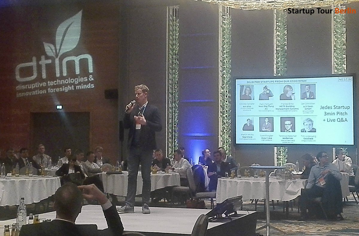 nestim_gmbh's tweet photo. Selected startups from #startuptourberlin ecosystem at #DTIM conference #DTIMdach #DTIM2018  @weCONECTMedia. Thank you for a great session,  @acs_plus, @nbt_ag, @SearchInk, @octorank, @moberries! https://t.co/VPl3wNsUij