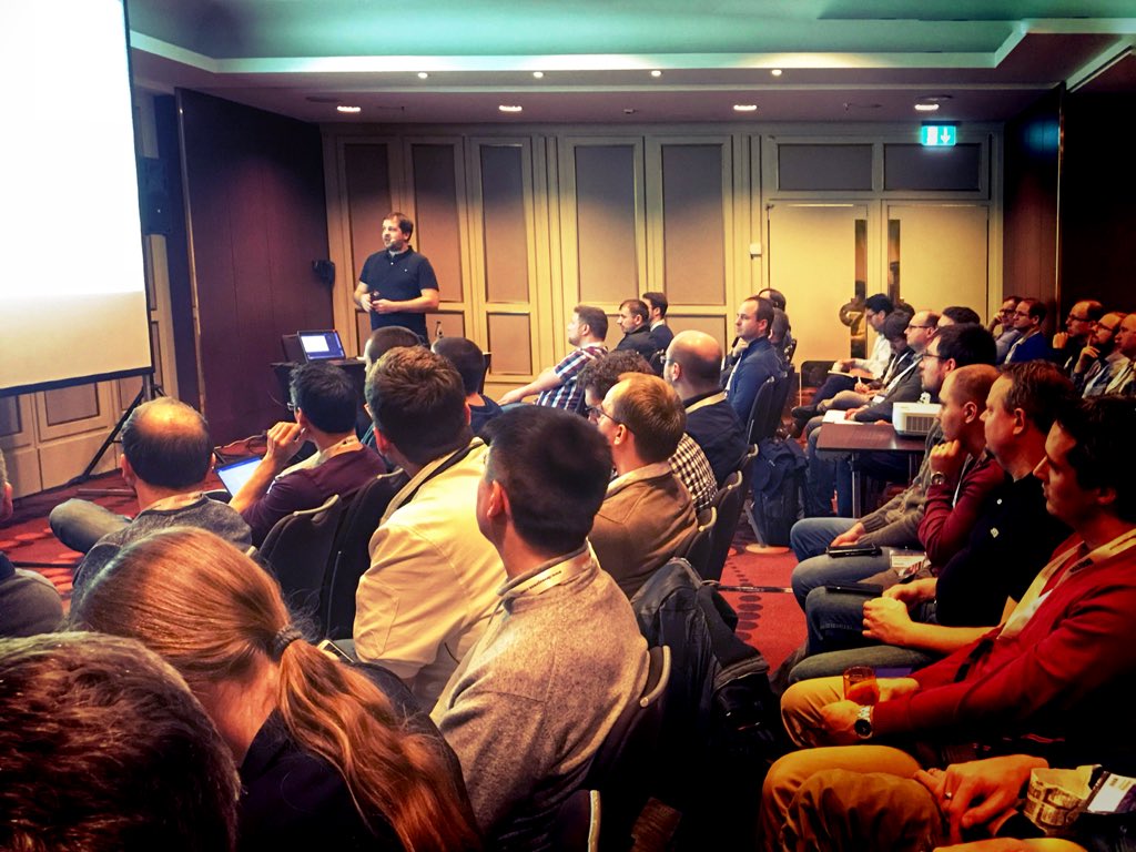 BASTAcon's tweet image. Volles Haus für das @leastprivilege #aspnetcore2 Update zum Thema Authorisierung. „Microsoft hatte viel Freiraum für Verbesserungen, schlicht weil davor nichts da war.“ #BASTAcon #AspNetCore