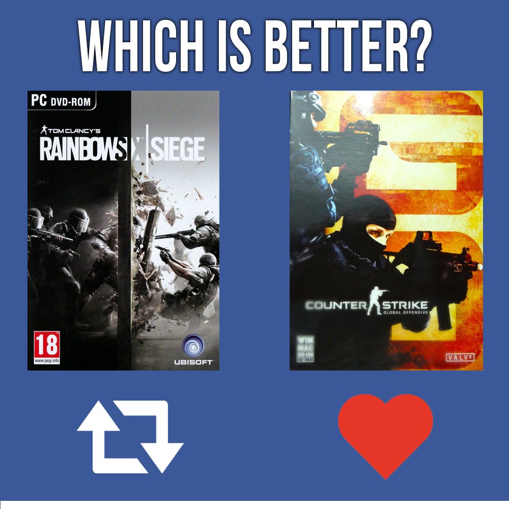 RitualGamers's tweet photo. A tough one! But which one is the best?

#RainbowSixSiege #csgo https://t.co/eMri1CkdAU