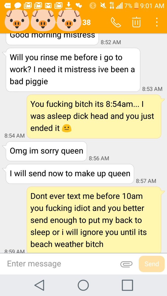 stacycleansup's tweet photo. Is this fucking idiot out of his oinky little mind? Even though i wasnt asleep... Wtf is in the pig food nowadays?? #findom #paypig #cashqueen #walletrinse #alphacouple #humanatm #mistress #pigcontrol https://t.co/FdgXVyGxHh