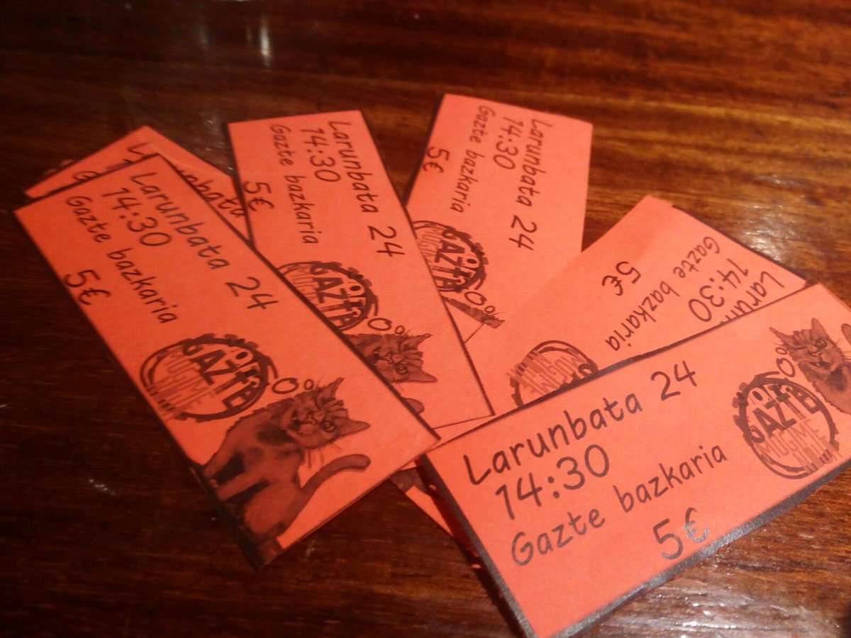 #GazteMugimenduarenAstea
Larunbateko programazioa ikusi duzu?
Ba bazkariko tiketak jada <a href="/GarraxiTaberna/">Garraxi Taberna</a> n salgai! Zurea lortu ezazu!!!!