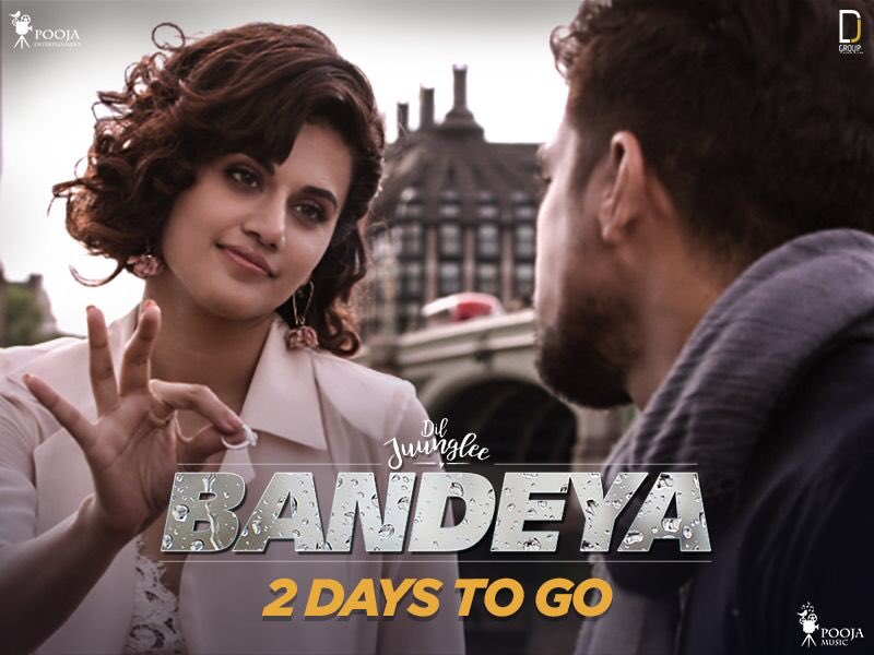 taapsee's tweet image. A song very special to my heart is coming out in just 2 days! Stay tuned for #Bandeya.

#DilJuungleeOn9March @poojafilms @PoojaMusic_ @honeybhagnani @jackkybhagnani @Sen_Aleya @Saqibsaleem @abhilashthapli @Nnidhisin @SharibSabrii @ToshiSabrii