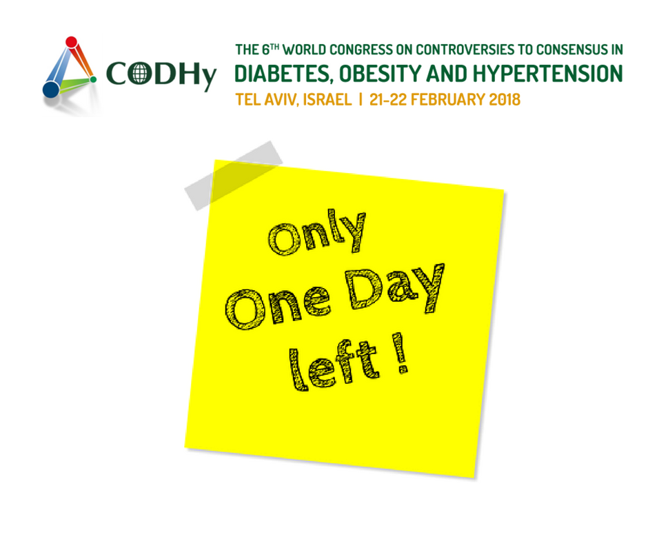 Codhycongress's tweet photo. CODHy 2018 Tel Aviv begins tomorrow!
For important information on Registration, Transportation, the Congress schedule and more, click here: https://t.co/2d0YemjXuc
See you there!
#CODHy2018 #telaviv #countdown #israel #CME #registration #hilton #diabetes #hypertension #obesity https://t.co/sHmYCLYtiI