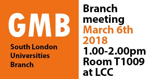 UALGMB's tweet photo. South London universities branch meeting is tomorrow. Join us in room T1009 at LCC from 1-2pm https://t.co/Dy9mxNnEO5