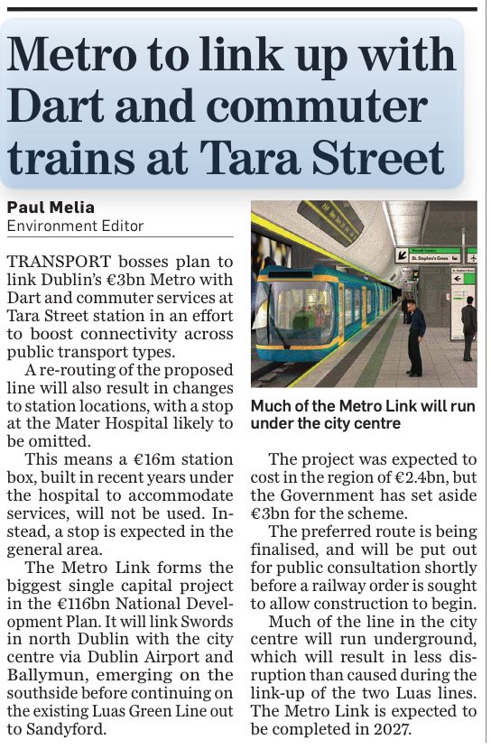 stonewall1973's tweet photo. #DARTunderground #Metrolink #leovaradkar #FiannaFail #nbru 
DART Underground will provide the central missing link of a fully integrated rail network for the Greater Dublin Area.
Government want  to do things on the cheap with an ill thought out and poorly planned option https://t.co/oCnVf70XbU