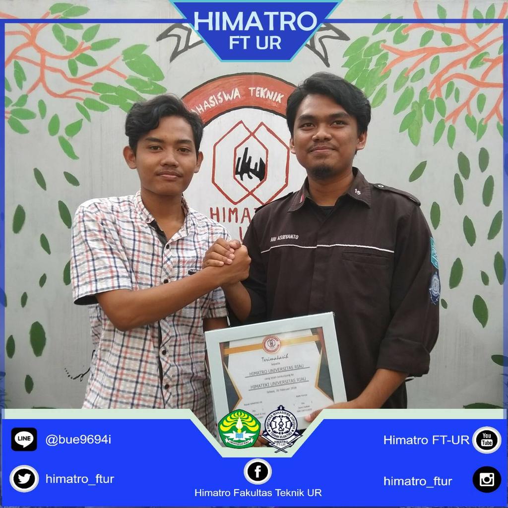 HIMATRO_FTUR's tweet photo. [Himatro_Info]
♢
Selasa, 20 Februari 2018.  Himatro adakan kunjungan ke Himateki (Himpunan Mahasiswa Teknik Kimia).
♢ https://t.co/3EmMM61jdg