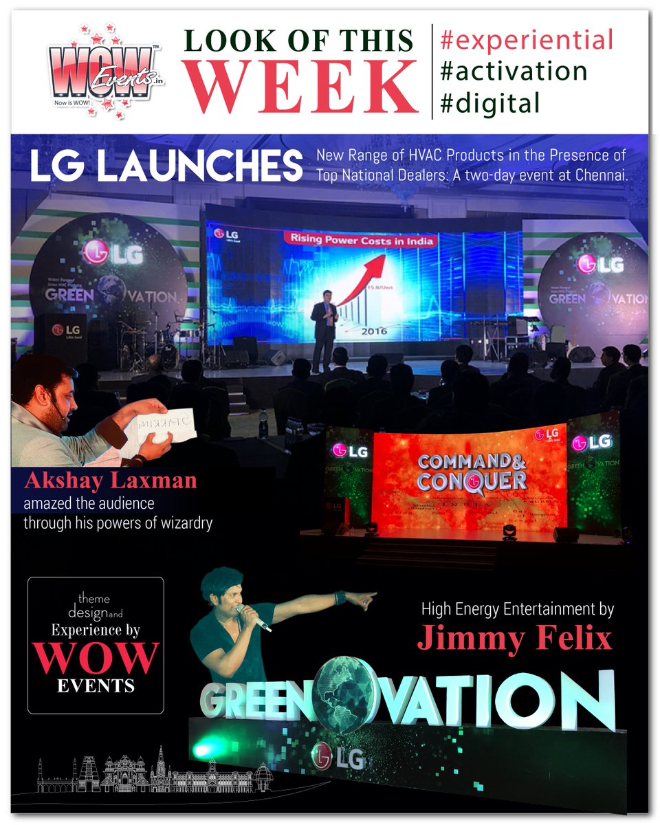 WOWEvents's tweet photo. WOW Events helped LG to create the unique experience with HVAC Products Launch. The event has happened in Chennai in the presence of Top National Dealers & Architects
#WOWEvents #LookOfThisWeek #LG #HVACPrdoucts #NOWISWOW #Eventprofs #experiential #IndiaEventProfs https://t.co/Qfs5wWXGmi
