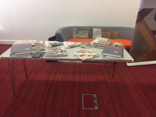 FormicaGroupEU's tweet photo. All set up and ready to go speak to students @HuddersfieldUni #materialfair. https://t.co/FLacd2qYs6