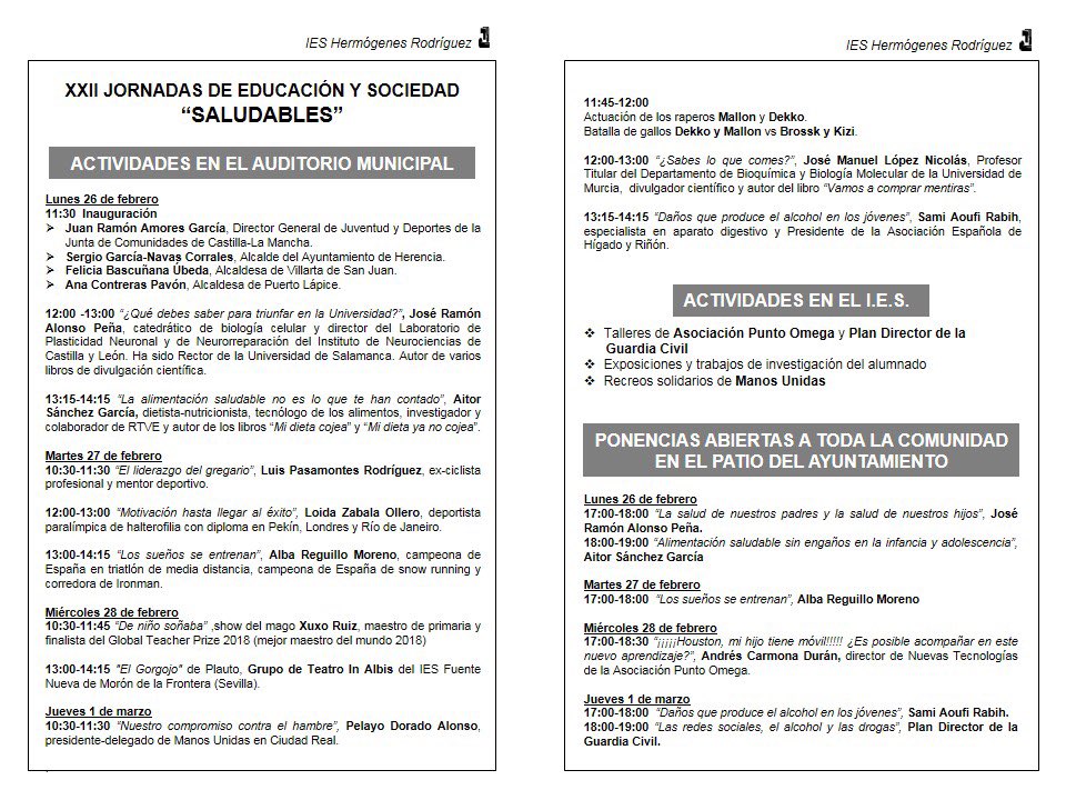 LoidaZabala's tweet photo. El próximo martes daré una conferencia en el Auditorio Municipal de Herencia (Ciudad Real), participando en la XXII Jornadas de Educación y Sociedad junto a catedráticos, deportistas, médicos, magos y ONG.

¡Qué ganas! ☺️

Noticia relacionada: https://t.co/MIL8XuwxG9 https://t.co/AWo4ULJFnE