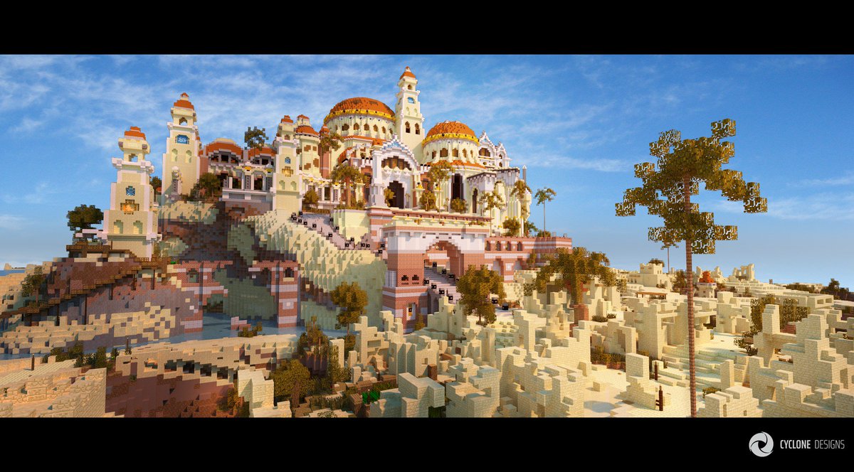cyclonegamesmc's tweet photo. Journey deep into the deserts of Daraa and uncover a mysterious palace. Take in the grandeur of its many halls, discover the dangers and hidden secrets buried underneath. Sands of Daraa comes with 8 free skins, now on the Minecraft Marketplace! #Minecraft https://t.co/XkEI08jDXH