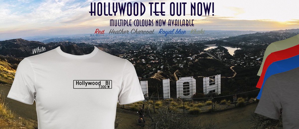 CaliRepublicUK's tweet photo. OUT NOW! #Hollywood Blvd. Tee. Available in multiple sizes and colours. https://t.co/ixmAyeclZT https://t.co/ET22IrvXK3