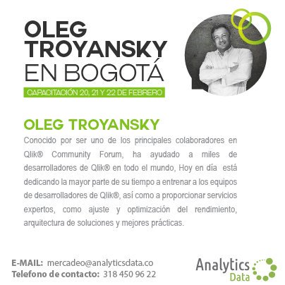 Guia_TIC's tweet image. ¿Ya te inscribiste a este importante evento? No pierdas la oportunidad de conocer a Oleg Troyansky. 20 al 23 de Febrero. Pregúntanos cómo separar tu cupo. mercadeo@analyticsdata.co - Cel: 318 450 96 22 #Qlik #AnalyticsData @AnalyticsDataCo