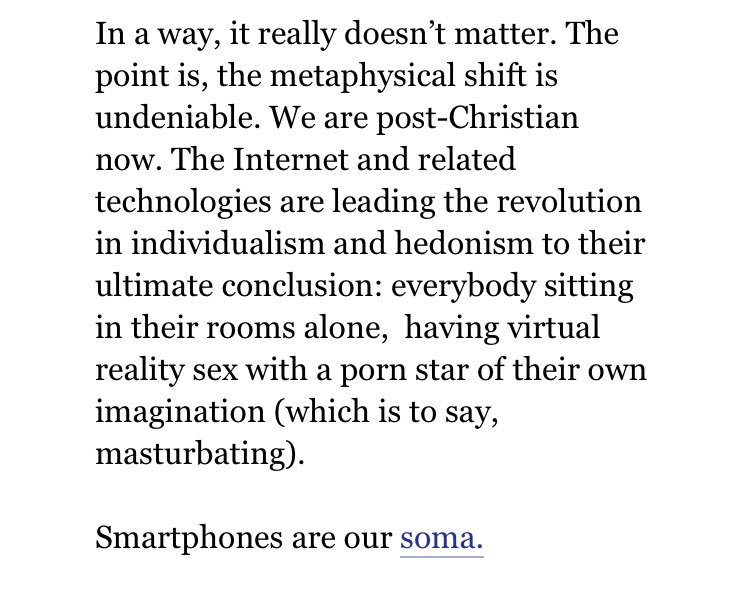 13/ if you want to dive deeper into how smart phones are reshaping society, see:  http://www.theamericanconservative.com/dreher/smartphones-are-our-soma/