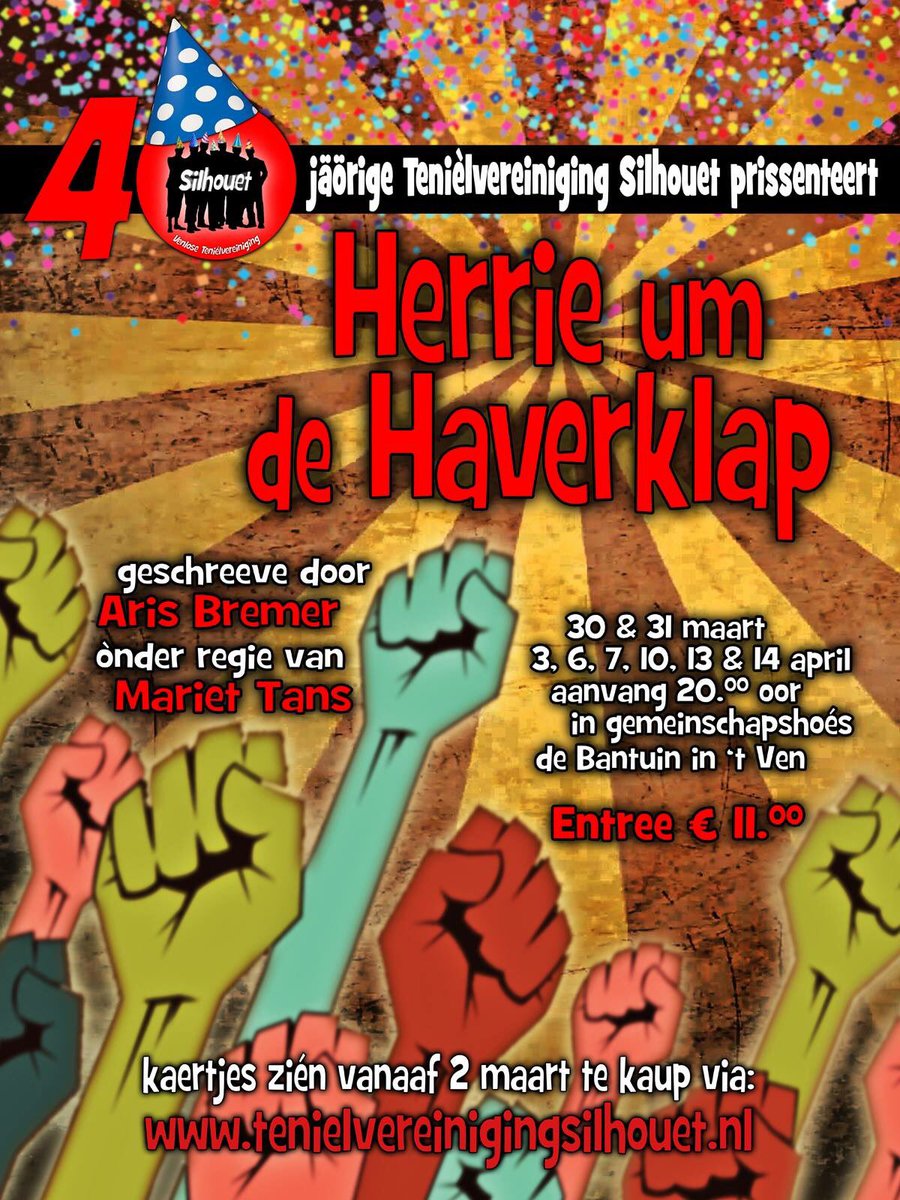 Silhouet prissenteert: Herrie um de Haverklap. De kaartverkaup start 2 maart via tenielvereinigingsilhouet.nl