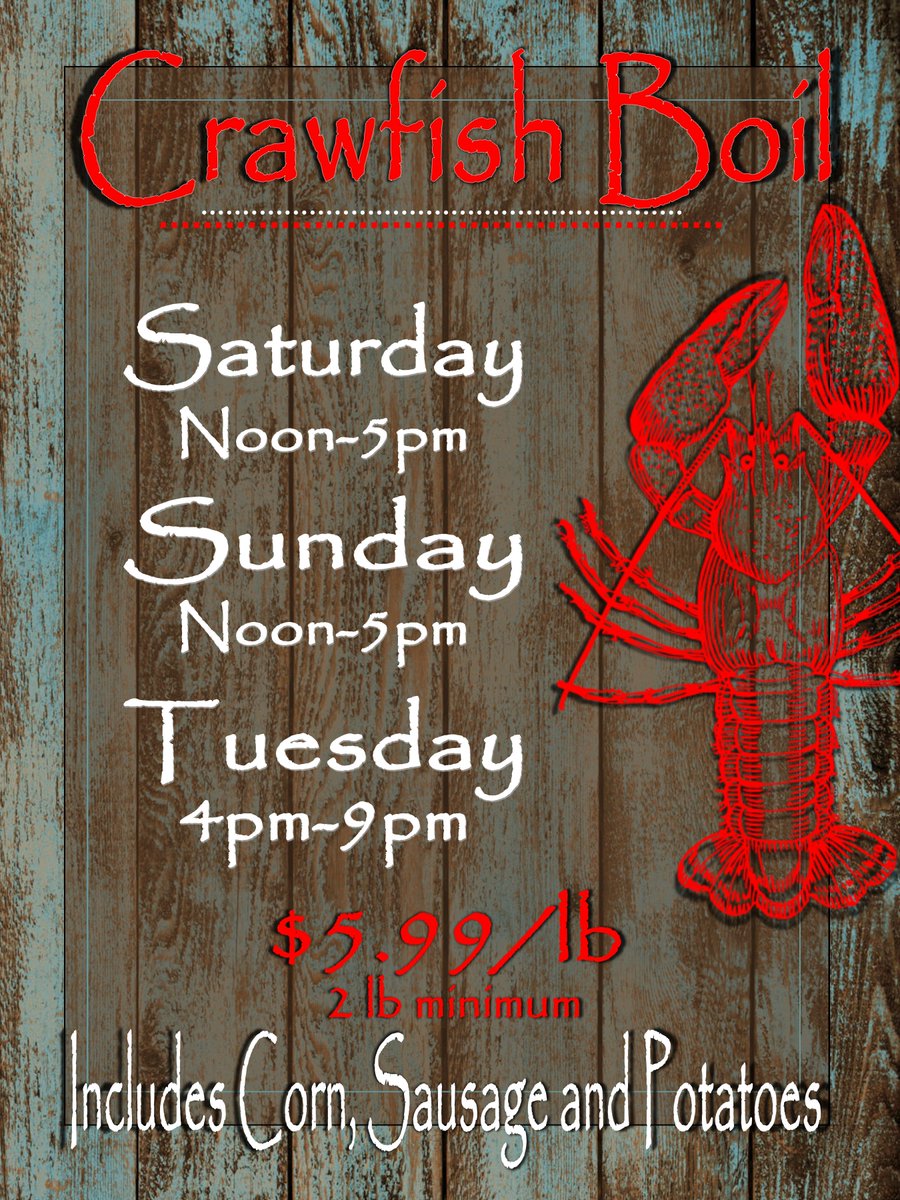 MaKsPlaceSports's tweet photo. Crawfish Season is Here!!! Today 4-9pm . And it's Cajun Tuesday!! Pint Specials all night and $5 Gumbo , Jambalaya and Cajun Boiled Shrimp
#crawfish #TuesdayMotivation https://t.co/DUzrcudV6F