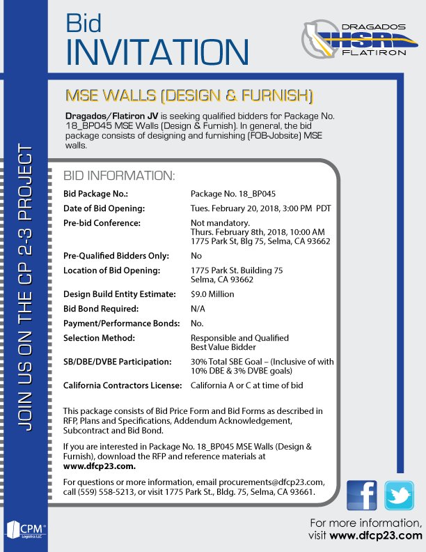 DFJV_CP23's tweet photo. Don't miss your opportunity to bid on these jobs!! https://t.co/7pQgspRNnz