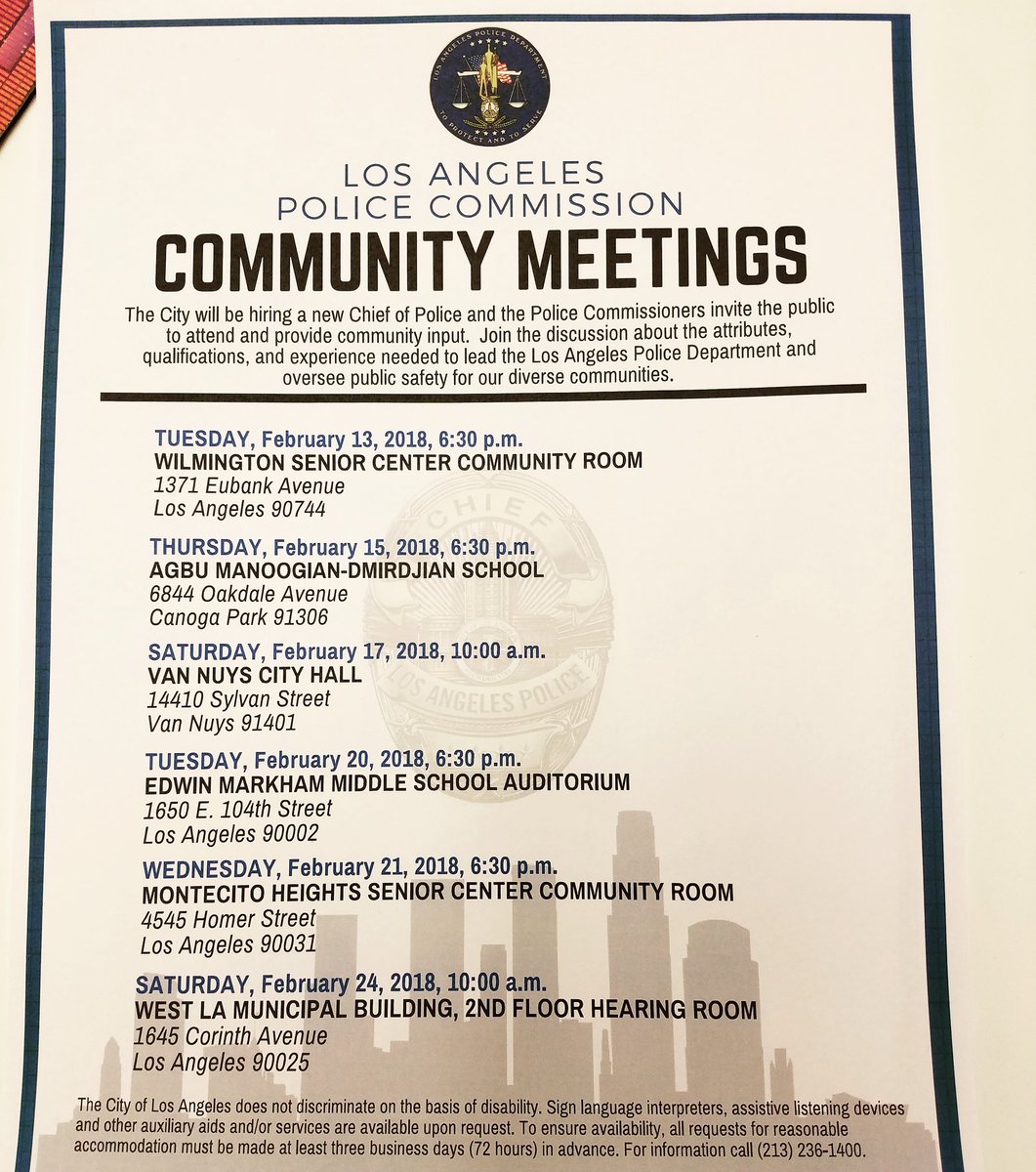 LAPDHollenbeck's tweet photo. Take this opportunity and voice your opinion on what your expectations are for our New LAPD Chief! Please join our Police Commission Board on February 21 at 6:30pm, because your voice matters! #Hollenbecklove #weneedyourinput @LabradaAL @captkatieburns https://t.co/tcZMczBhpd