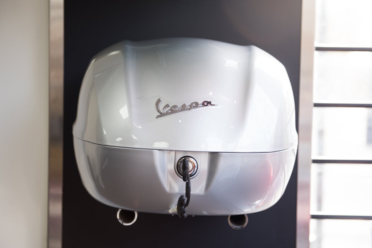 centralbikesltd's tweet photo. In need of extra space? We have some Vespa top boxes in stock in a range of colours - perfect for those riding to work and back! #vespa #topbox #bikeshop #showrroom https://t.co/w8lSGj3l5m