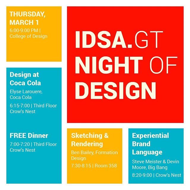 IDgatech's tweet photo. Come join us March 1 for Night of Design! Link in bio #Design #georgiatech #idgatech #productdesign #cocacola #formationdesign https://t.co/gQm89k47L1 https://t.co/fOPXHW4Dit