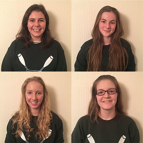 CuthsBC's tweet photo. With @WEHORR only weeks away, we are proud to introduce the Women's 1st VIII: 

Bow - Holly Allen, 1st Year Modern Languages 
2 - Rachael White, 2nd Year Chemistry
3 - Hannah Campbell, 3rd Year Maths 
4 - Sarah Gosling, 4th Year Biology

Stay tuned for the full crew. #yeahcuths https://t.co/nN1wG6Omzo