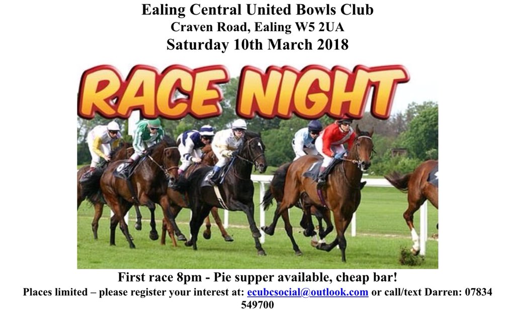 ECUBOWLSCLUB's tweet photo. Join us for a great night of racing on 10th March https://t.co/3iVxADy1OS