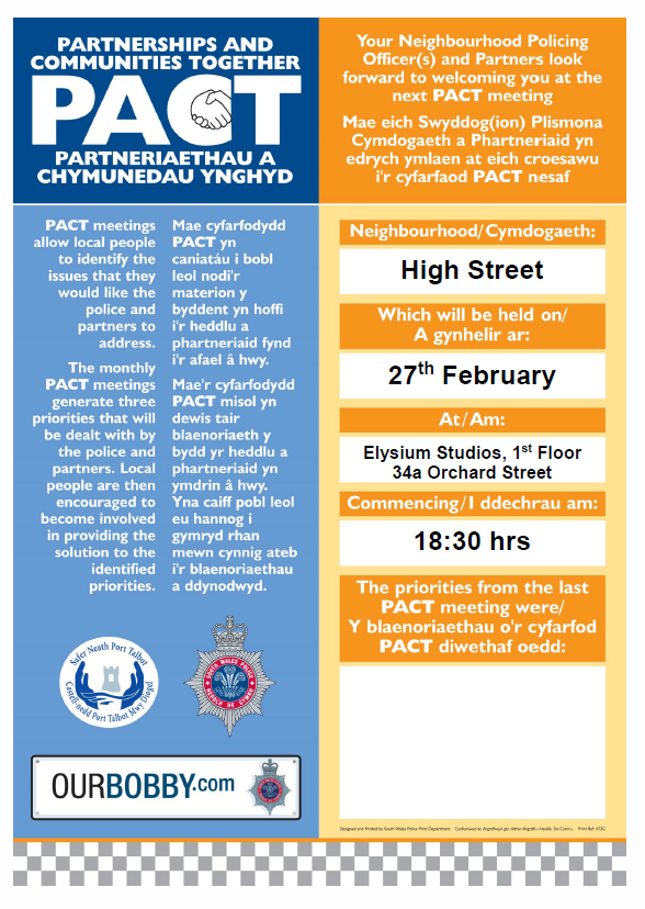 swanseacentre's tweet photo. Come along and #haveyoursay about community safety on High Street at the next PACT meeting! #PACTmeeting https://t.co/uUiVVJPyu8