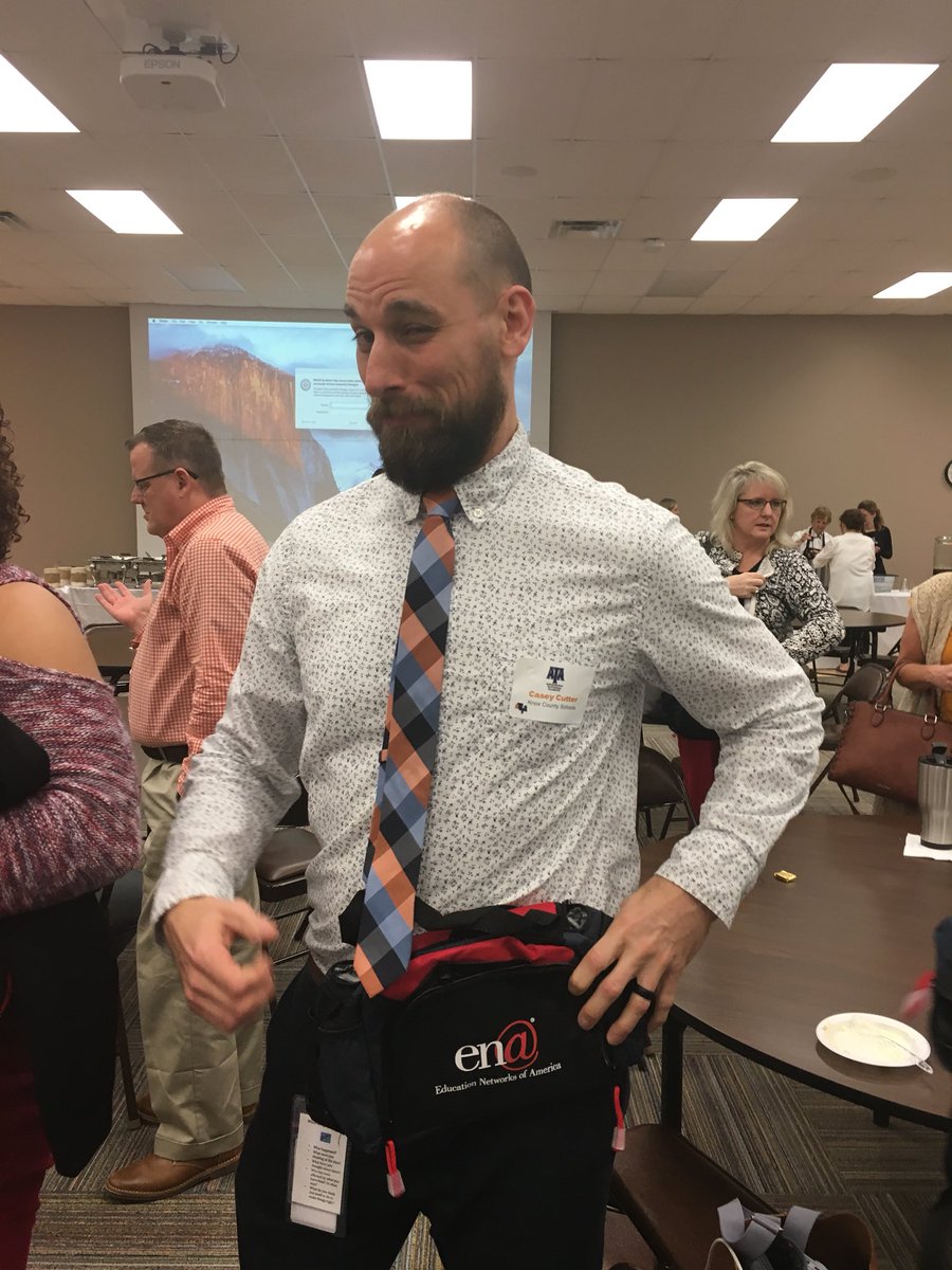 tjnix's tweet photo. Everyone enjoying their prizes and learning at #ETETA #ATA. @CCutter looks sad, but he did get in a pack in pic #2. @KCSInstruction @maestro1913 @HintonAlisha @stephcprince @tracymarsh123 @SterchiElem @BlueGrass_K5 https://t.co/OhIRgorxb9