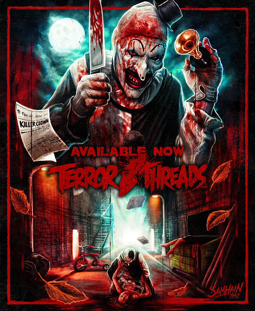 Samhain1992's tweet image. Art the Clown collection available NOW @Terror_Threads! #ArtTheClown #Horror #TerrorThreads