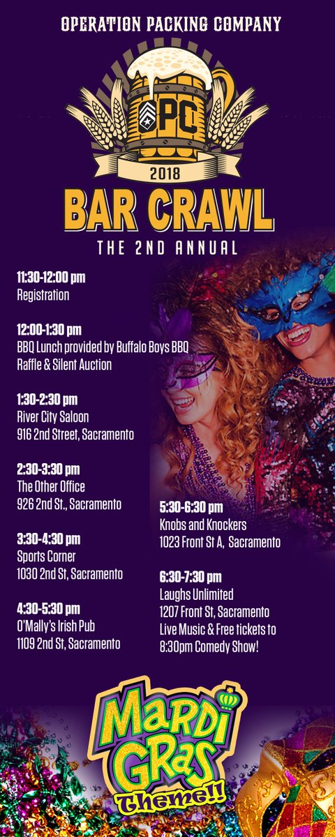 OPC_USA's tweet photo. Here's the schedule for our 2nd Annual Bar Crawl on Saturday February 24th! If you haven't bought your tickets we recommend you do so as soon as possible because they are almost gone!
https://t.co/Yt1xFdvkdQ https://t.co/05udy4fRRw