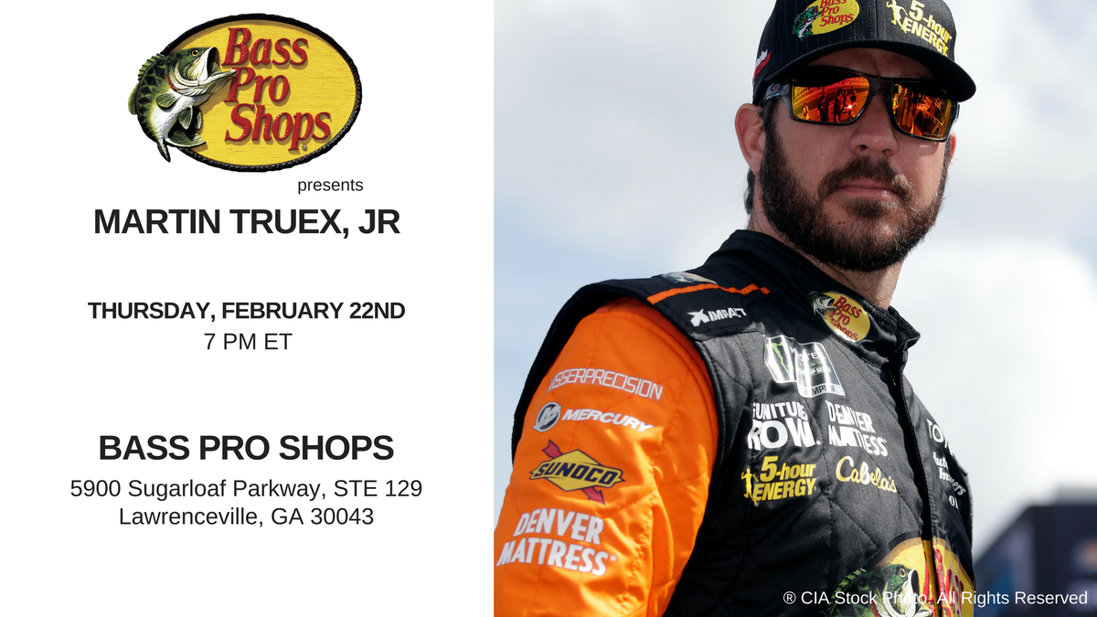 FalciAdaptive's tweet photo. Headed to @amsupdates? 💁♀️Meet @MartinTruex_Jr at the Lawrenceville @BassProShops this Thursday at 7 PM ET.
#DriverAppearance Info » https://t.co/Gpsz0AGSUT
#MeetMartin #NASCAR https://t.co/Sia0dGbVr9