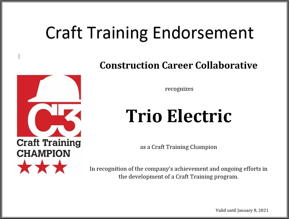 “TRIO takes pride in training skilled workers. We appreciate C3’s recognition and support of our efforts" #C3Endorsed #C3_is_how