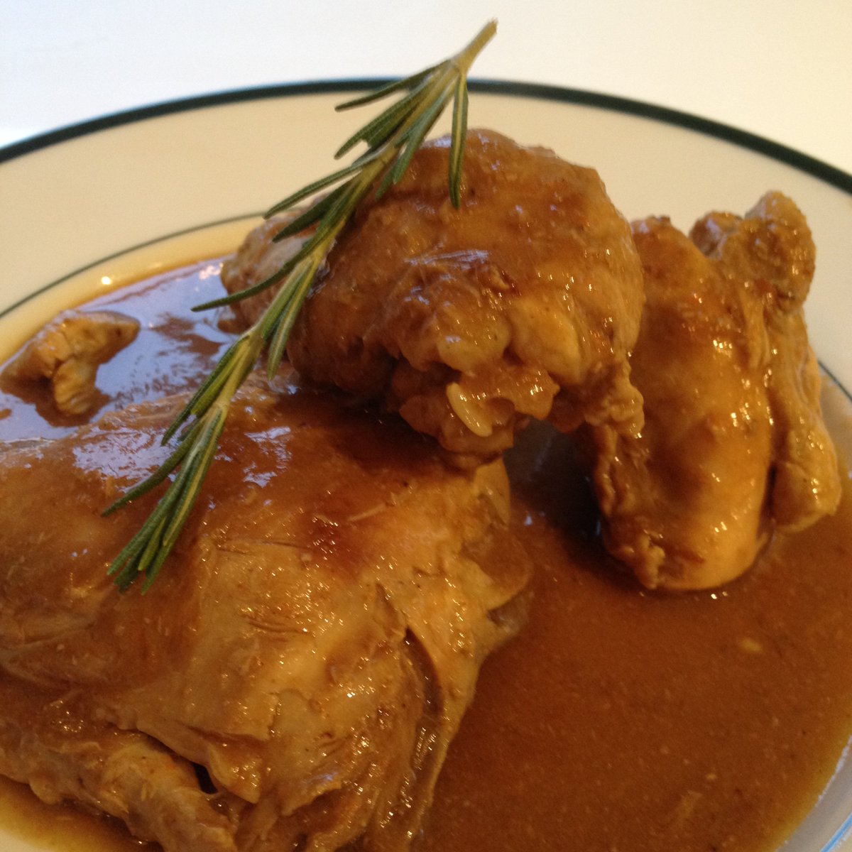Capon with Orange or Lemon Sauce, in this case, Orange, is a chicken stewed in wine, fruit, and spices.
