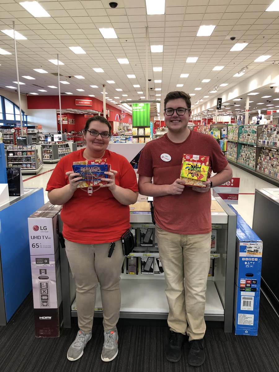 Jack and Kara with their movie trivia prize packs for being green on service plans last week! #fiercefishers
