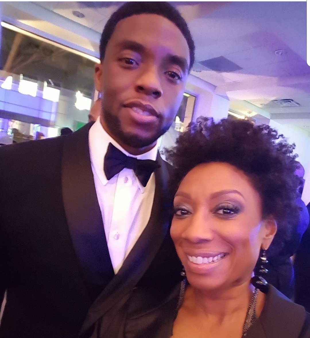 JaleneMack's tweet photo. Chile...that @chadwickboseman is just as fine in person as that #RollingStoneCover indicates. Met the King in #2016 at the Image Awards #SisterCircleTV #wakandaforver https://t.co/wODnYBtLvE