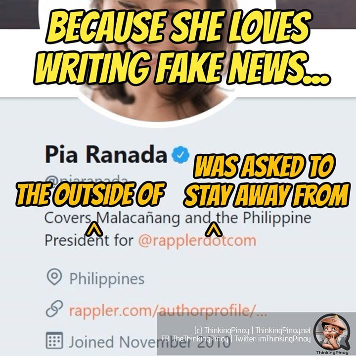 ThinkingPinoyPH's tweet photo. Pre-written naman ang mga istorya mo @PiaRanada e, so ok lang yan. Ayan ka na rin lang e itodo mo na ang imbento ng fake news. 😂 https://t.co/tHyKNaPMJ8 https://t.co/oHviHAjcHn