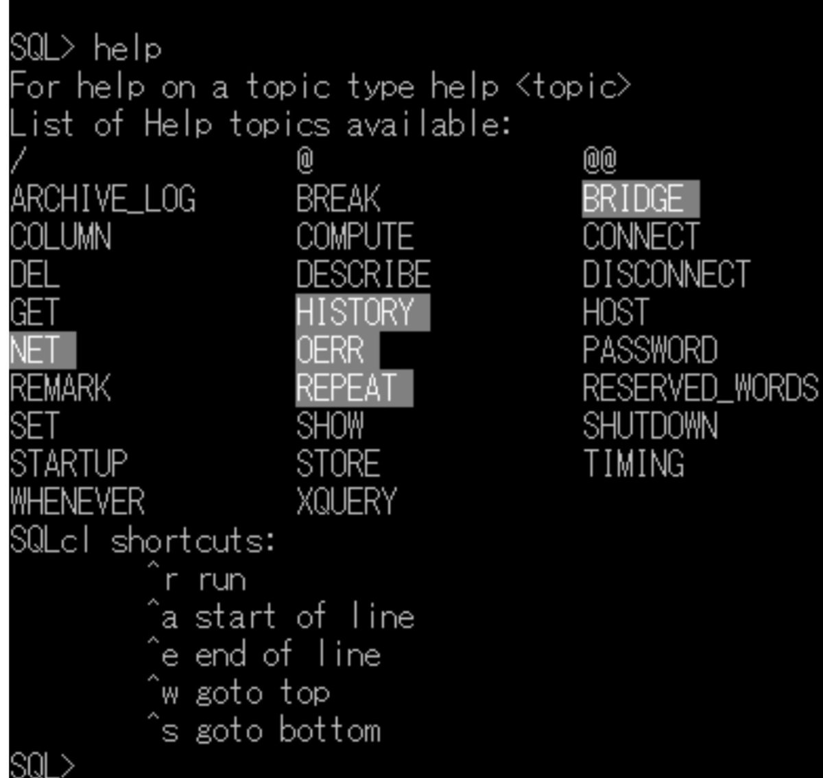 fal0928's tweet image. さて最後。
ついでだから調べた。
Sqlclはplusの完全上位版。
plusでできてた事はなんでもできるよう。しかもSQLdeveloperのコマンド版。
コマンドも随分増えてる。
増えてるコマンドが太字ね。helpで確認出来る。また時間あれば調べてみようトコトコ(((((*´・ω・)
#Oracle12
#sqlcl