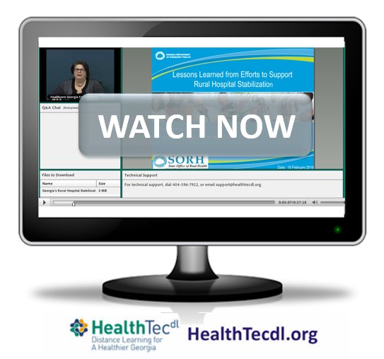 WATCH NOW! Did you miss Lisa Carhuff, of Georgia State Office of Rural Health, present "Georgia’s Rural Hospital Stabilization Progress Report"? View the Georgia Rural Health Association hosted program on demand here: bit.ly/2odGvXR