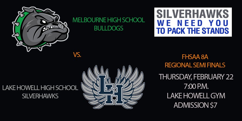 GBB-<a href="/LHHS_GirlsBball/">LH Girls Basketball</a> hits the hardwood tonight at 7PM as they host #Melbourne High School in the <a href="/FHSAA/">FHSAA</a> 8A Region 2 Semi Finals.  All Tickets are $7. <a href="/LHHSStudSect/">LHHS Student Section</a> <a href="/LHHSSGA/">Lake Howell SGA</a> <a href="/LHHS2018/">LHHS Class of 2018</a> <a href="/2019LHHS/">Class of 2019</a> <a href="/2020LHHS/">LHHS Class of 2020</a> @lhhs2021