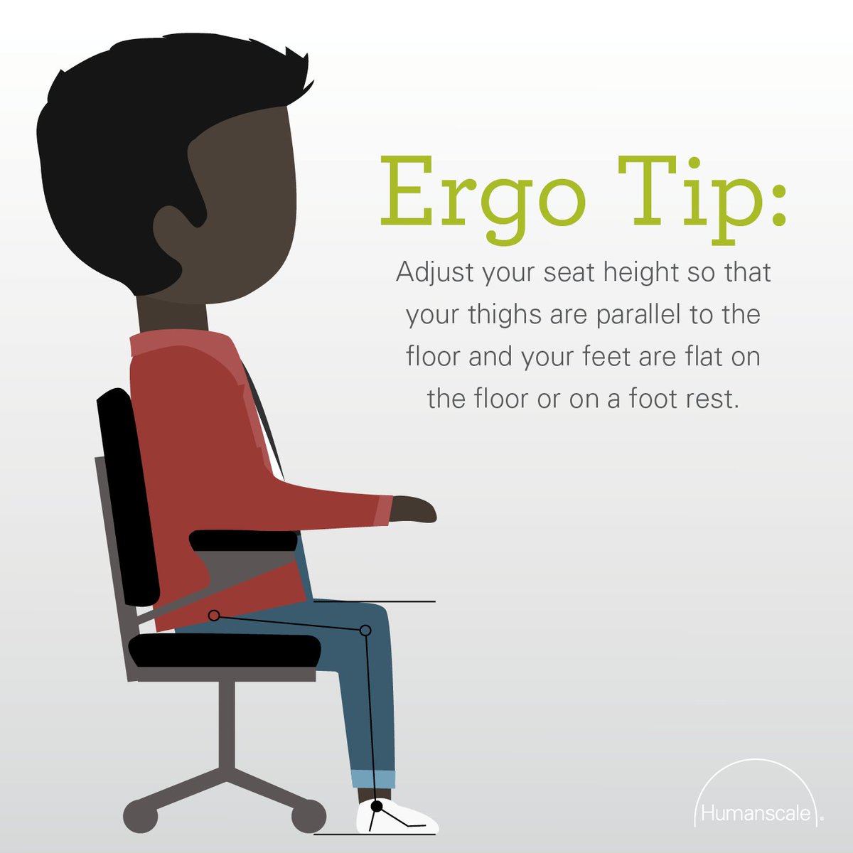 Take a few minutes to check your posture and adjust your chair to work more comfortably. #ErgoTipTuesday