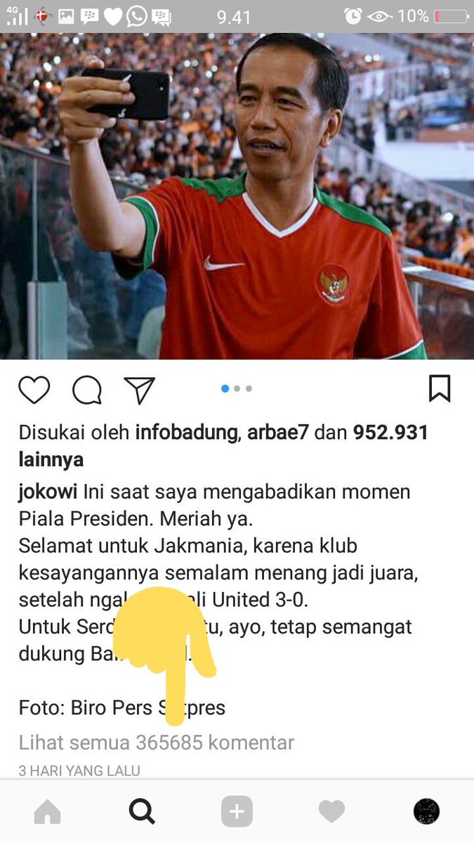 nyana_ruasno's tweet photo. wow, postingan di ig @jokowi sudah mencapai 365.685 komentar slma 3 hari, dan isi komennya kebanyakan bully, sampe admin banyak hapus komen2nya,,, rakyat yang akun nya diblokir sama admin presiden sabar ya, ini ujianπ
#blunder
#PialaPresiden2018
#2019PresidenBaru
#SaveGBK https://t.co/bAynlsyN5r