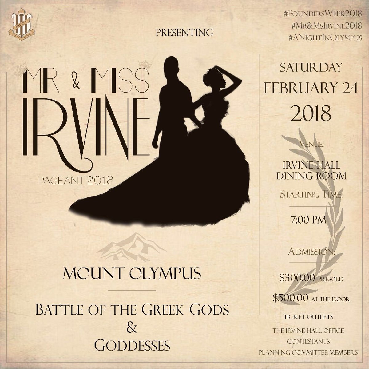 Irvine_Hall's tweet photo. Introducing
π Mr and Miss Irvine π
πWho do you think has what it takes?
Who will be crowned the next Mr or Miss Irvine? πΈπΎπ€΄πΎ
Come out on the 24th of February to see who gets the crown! π
#MrandMissIrvine
#FoundersWeek2018
#OneIrvine https://t.co/dg2ud5VX2k